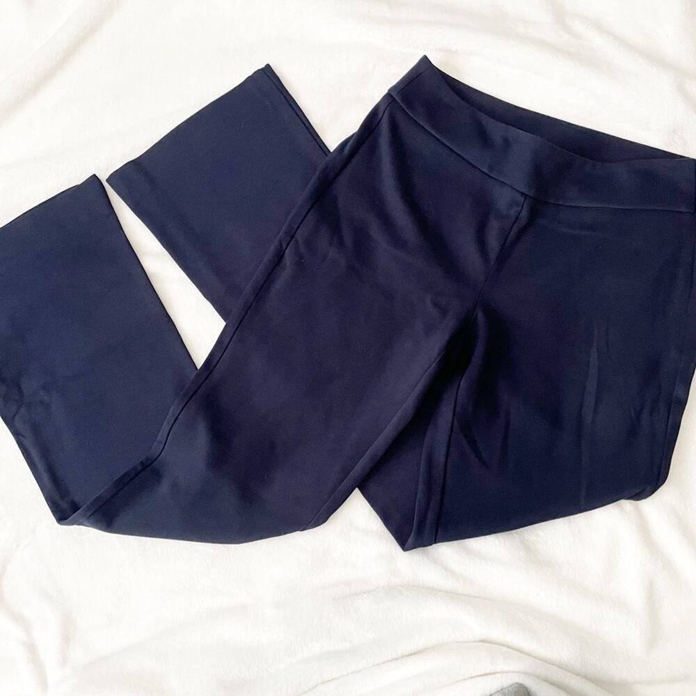 CAbi navy twill bootcut pants flat front stretch size 6